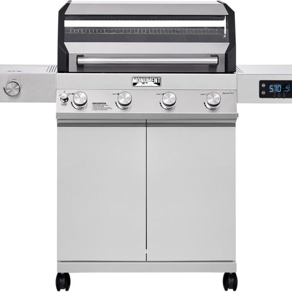 Monument Grills Eminence 405 |Tech Stainless Propane Gas Grill Eminence 405 & Cast Iron Cooking Plate