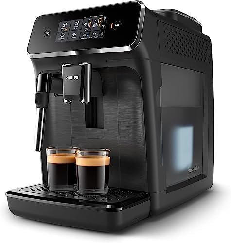 Philips 1200 Series Fully Automatic Espresso Machine, Classic Milk Frother, 2 Coffee Varieties, Intuitive Touch Display, 100% Ceramic Grinder, AquaClean Filter, Aroma Seal, Black (EP1220/04)